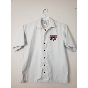 Disney Parks Main Street Billiards Shirt Men's S Embroidered Ivory Button Up